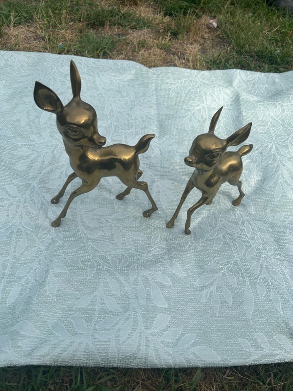 Vanity Brass Fawn Figurine Duo - mid-century modern vintage